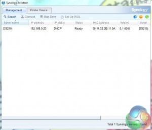 Synology Assistant finds NAS