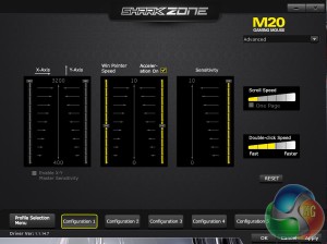 M20 Software Advanced Menu Screenshot