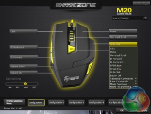 M20 Software Drop Down Menu Screenshot