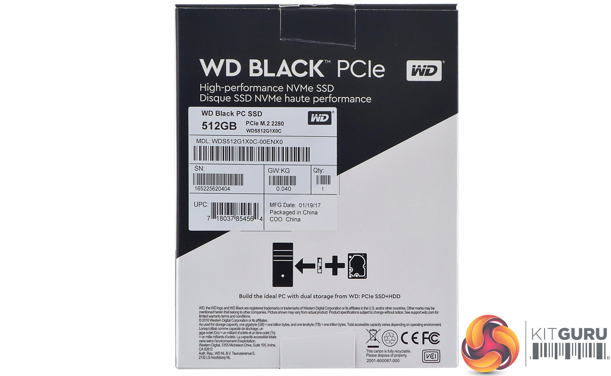 Western Digital Disque SSD PCIe NVMe haute performance WD Black de 256 Go 