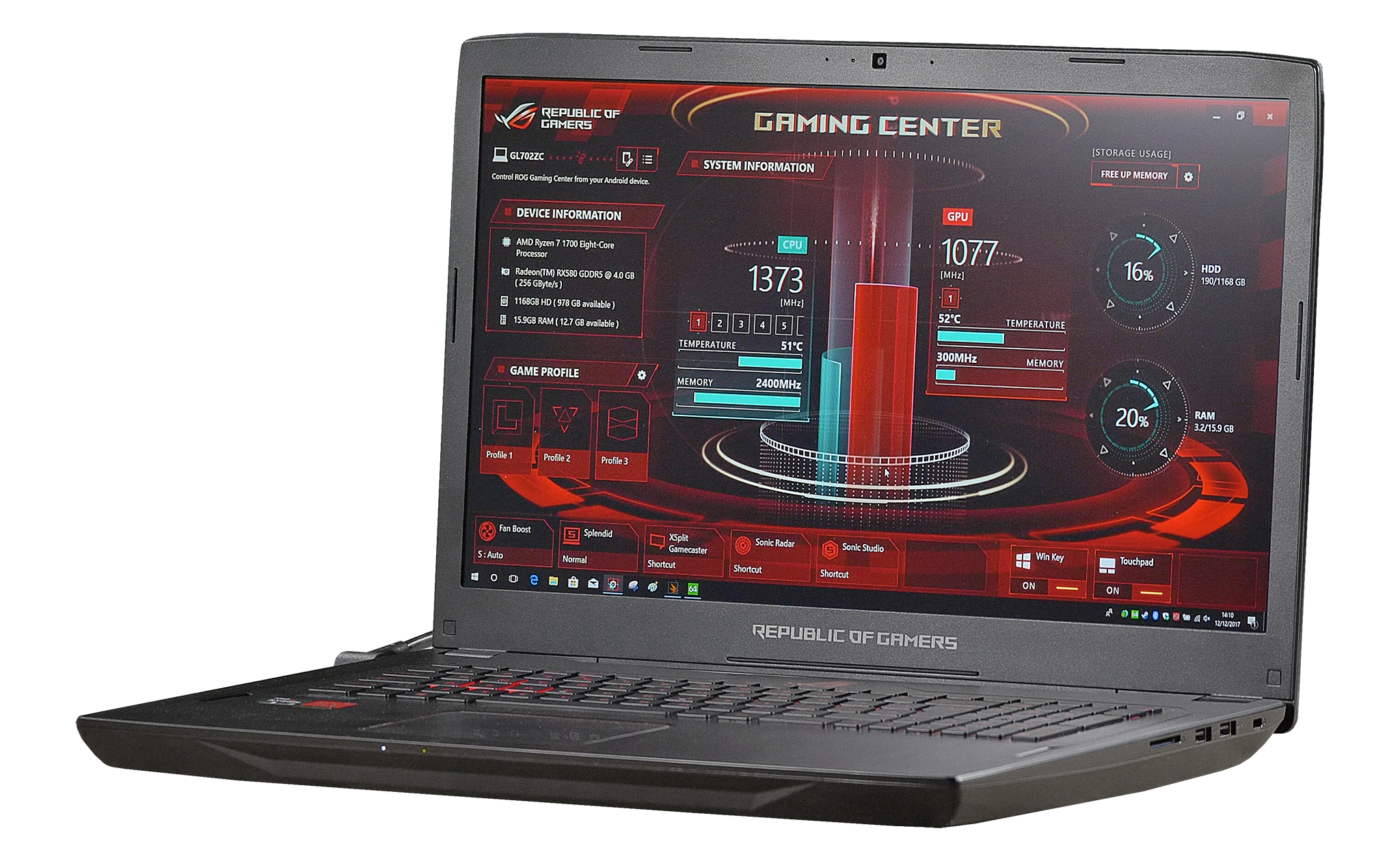 Asus ROG GL702ZC Laptop Review (8 core Ryzen 7 / RX580) | KitGuru