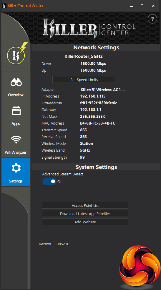 Rivet Networks Killer WirelessAC 1550 Gaming WiFi Network Adapter