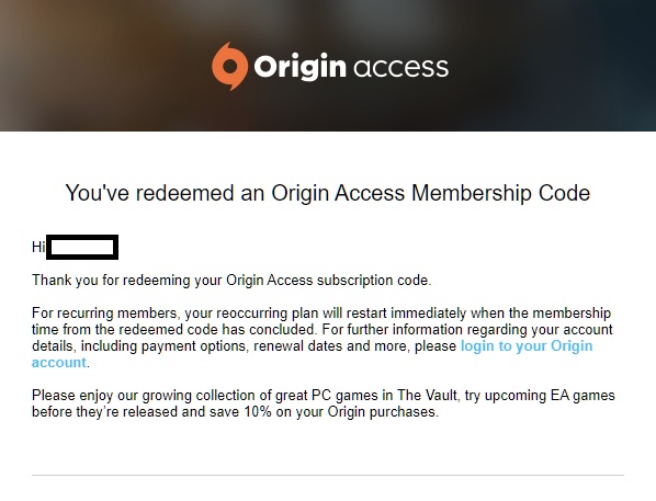 EA spooks users with 'code redeemed' emails while trying to give out free  Origin Access trials