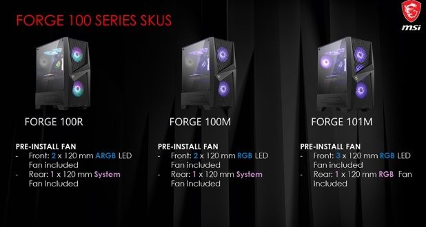 MSI MAG Forge 100R and 100M cases launch in UK