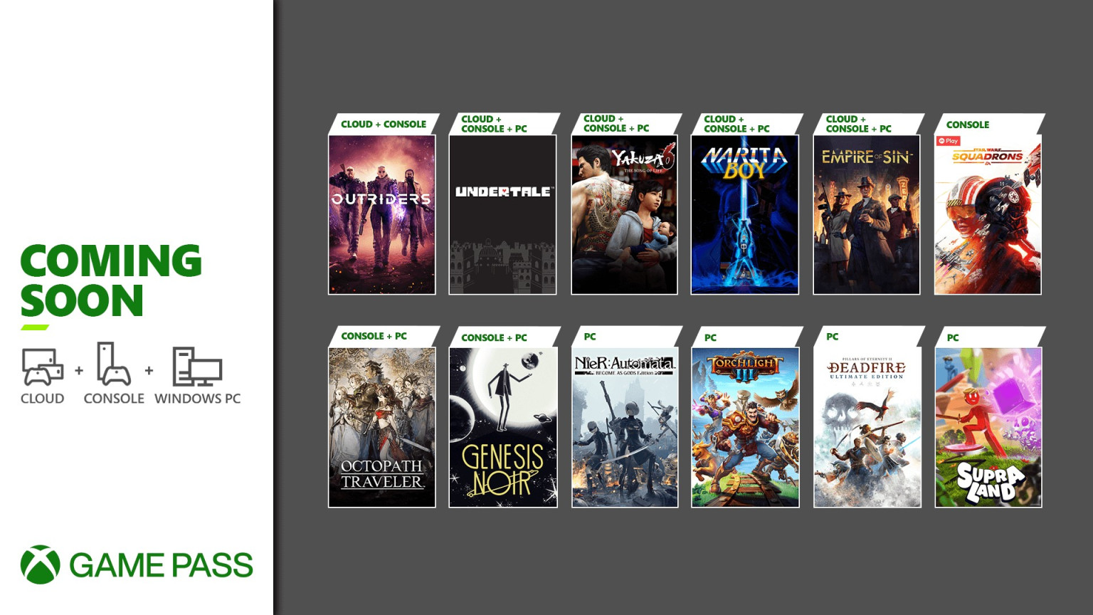 New Xbox Game Pass titles for console and PC announced