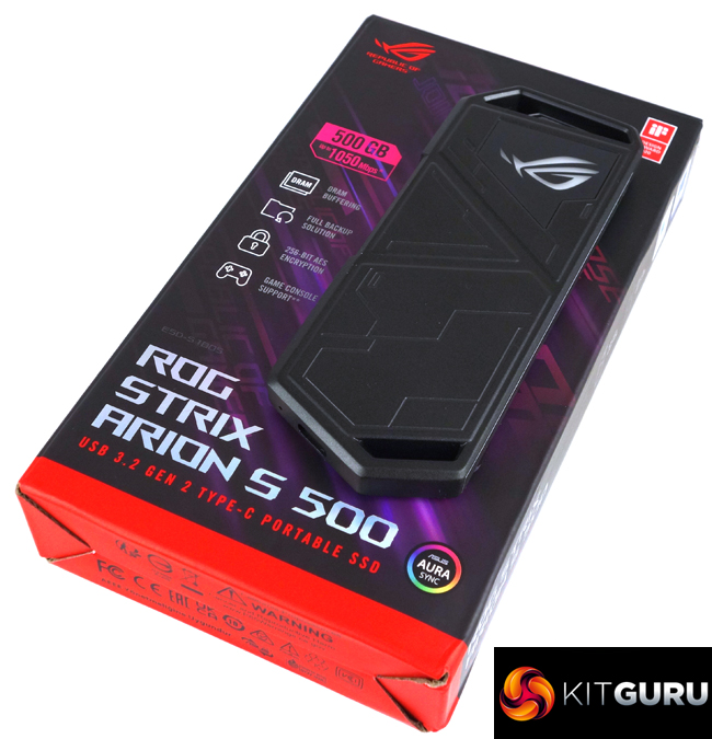 ASUS ROG STRIX ARION LITE SSD NVME AURA case, USB-C 3.2, M.2 NVMe