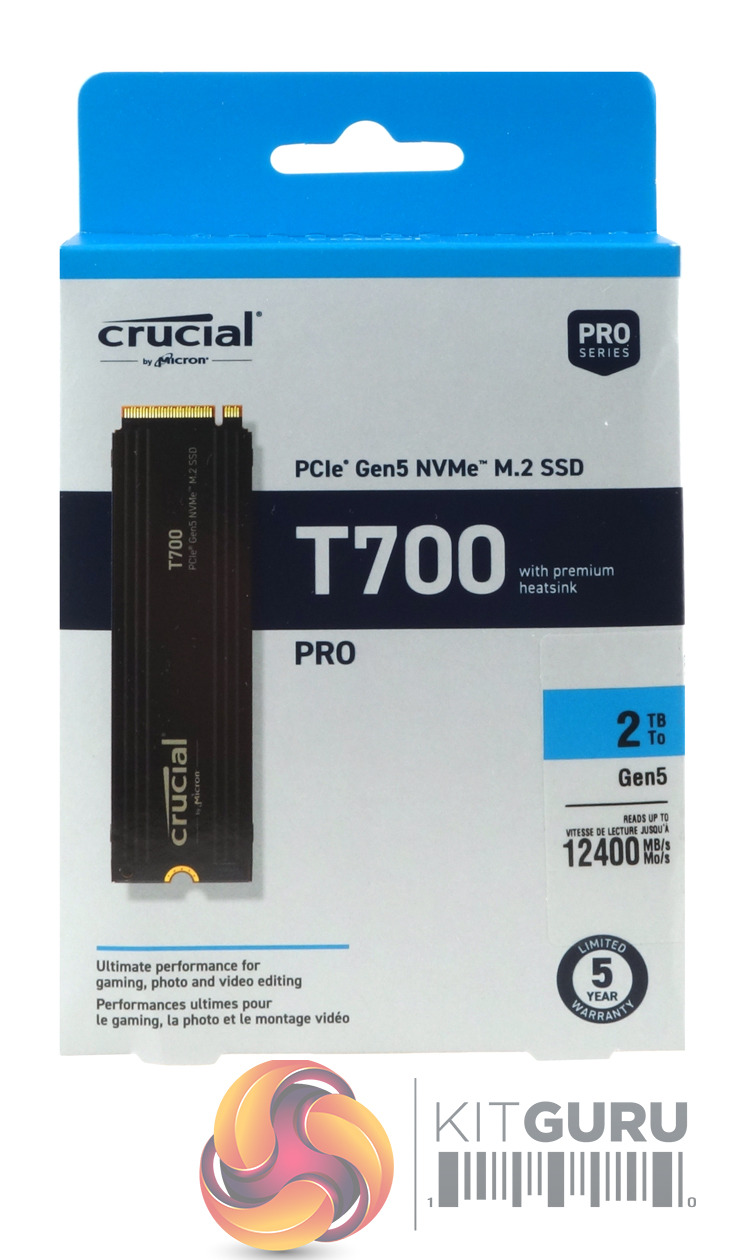 Crucial T700 1TB PCIe Gen5 NVMe M.2 SSD with heatsink | CT1000T700SSD5 